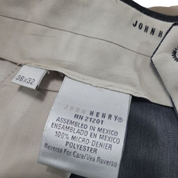 John Henry Pants Size 38 Mens Dress Pants Straight Leg Pleated Pants Cuffed Gray - Picture 5 of 6